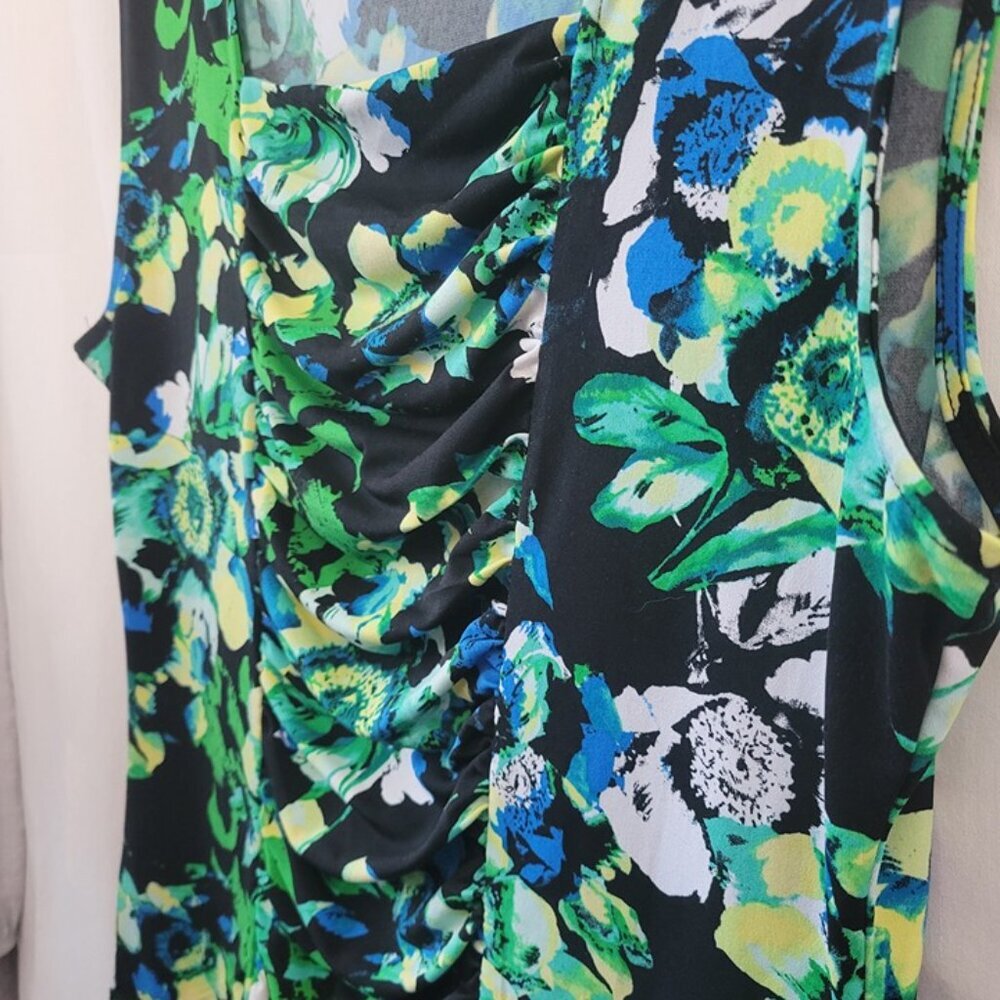 Style & Co Tank Floral Dressy Ruched Ruffled XL Colorful Classic lined stretch - Picture 5 of 10